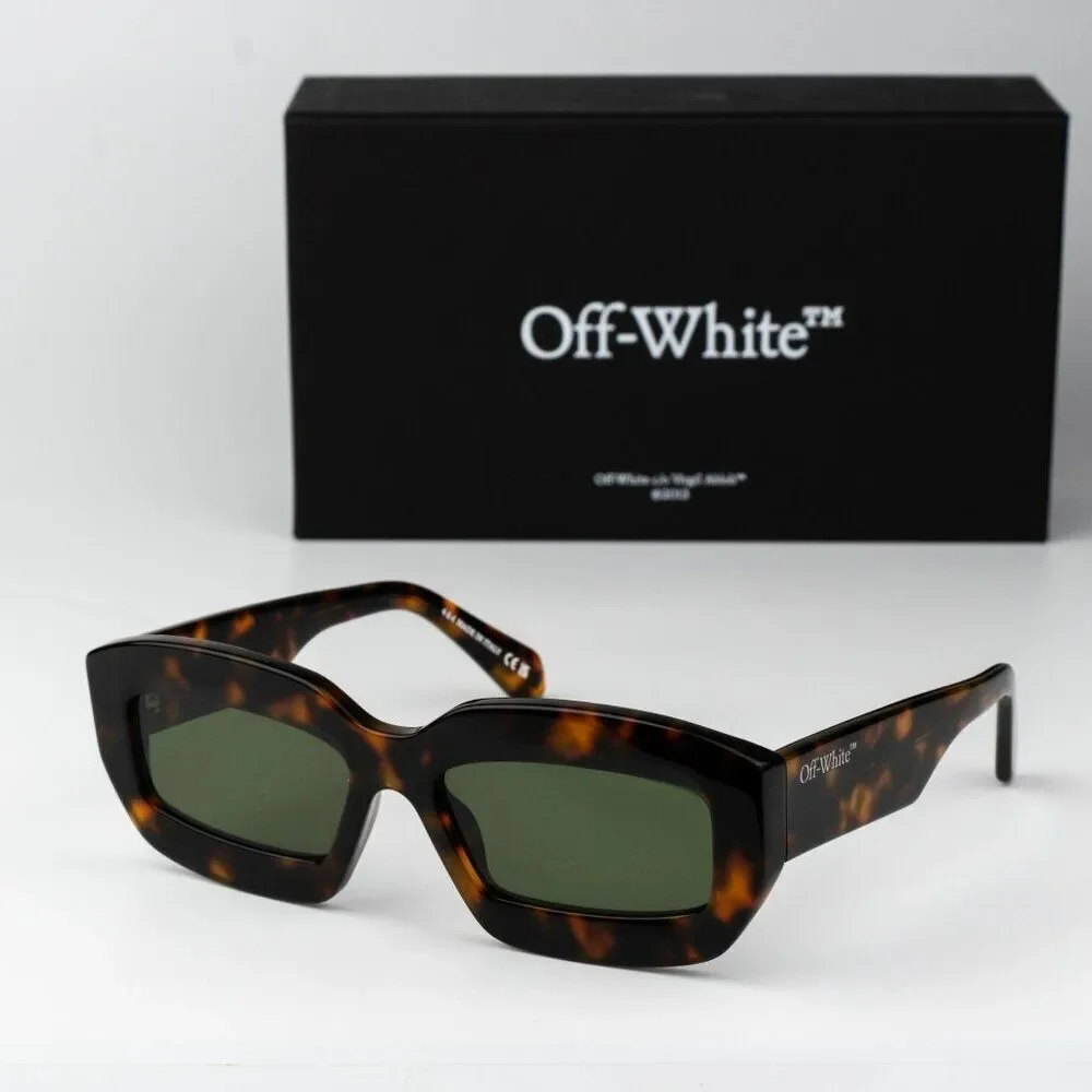 Off-White CHARLOTTE Men Sunglasses Havana Green Rectangle OERI138 CHARLOTTE 6055